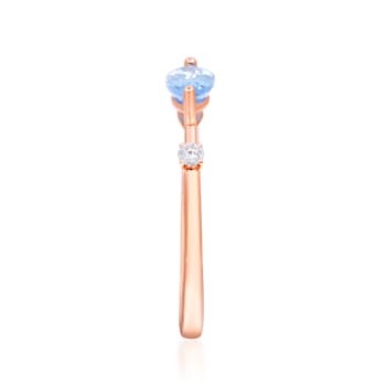 Gin and Grace 14K Rose Gold Aquamarine Ring with Diamonds