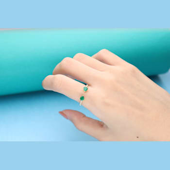 Gin and Grace 14K Yellow Gold Zambian Emerald Ring with Diamonds