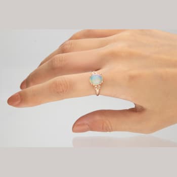 Gin & Grace 10K Rose Gold Natural Opal With Real Diamond (I1) Ring