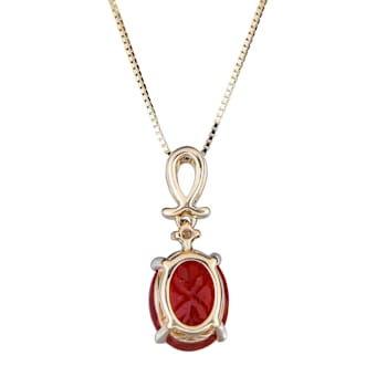 Gin & Grace 14K Yellow Gold Real Diamond(I1) Pendant Necklace with
Mexican Natural Fire Opal