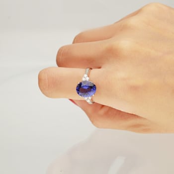 Gin & Grace 14k White Gold Genuine Tanzanite With Natural Diamond
(I1) Statement Ring