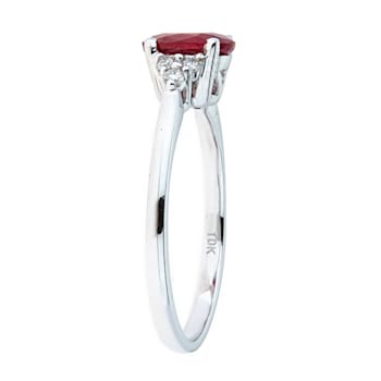 Gin & Grace 10K White Gold Ruby and Diamond Engagement Ring