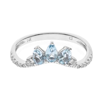 Gin and Grace 14K White Gold Aquamarine Ring with Diamonds