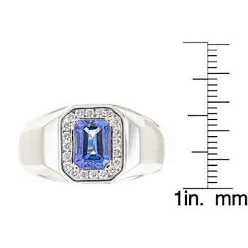 Gin & Grace 10K White Gold Real Diamond Ring (I1) with Genuine Tanzanite