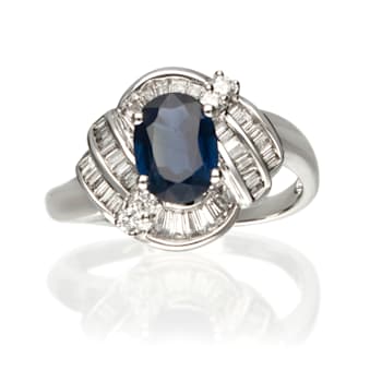 Gin & Grace 14K White Gold Natural Blue Sapphire With Diamond (I1)
Statement Ring