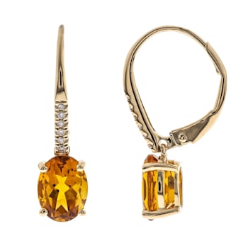 Gin & Grace 14K Yellow Gold Citrine With Real Diamond
(I1,I2)LeverBack Earring