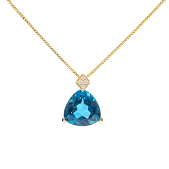 Gin & Grace 14k Yellow Gold Natural Diamond(I1) Pendant Necklace
with Genuine London Blue Topaz