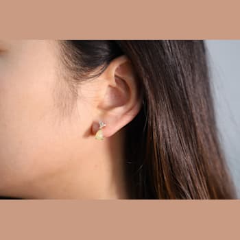 Gin & Grace 14K Yellow Gold Opal and Diamond Drop Earring