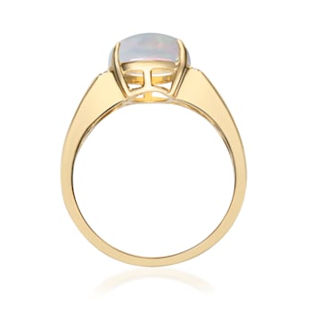 Gin & Grace 10K Yellow Gold Natural Australian Opal & Real
Diamond (I1) Statement Ring
