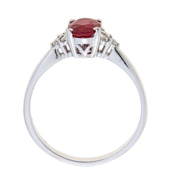 Gin & Grace 10K White Gold Real Diamond Anniversary Engagement Ring
(I1) with Genuine Ruby