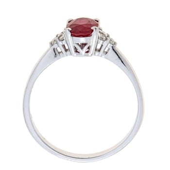 Gin & Grace 10K White Gold Ruby and Diamond Engagement Ring