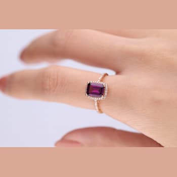 Gin & Grace 10K Rose Gold Raspberry color Natural Rhodolite Garnet
Diamond (I1)