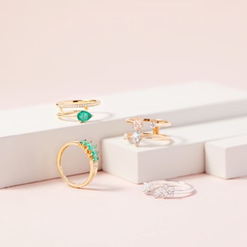 Gin & Grace 18K Yellow Gold Natural Zambian Emerald Ring with Real Diamonds