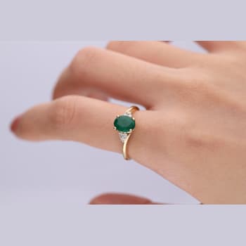 Gin & Grace 10K Yellow Gold Emerald &  Diamond Ring