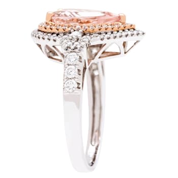 Gin & Grace 14K Two-Tone Gold Real Diamond Ring (I1) with Genuine Morganite