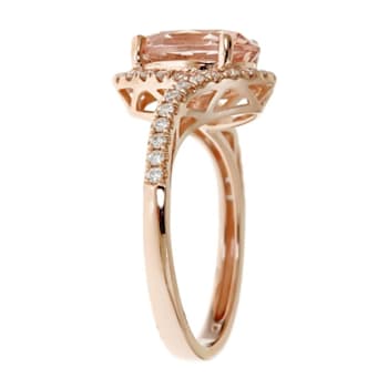 Gin & Grace 14K Rose Gold Genuine Oval Cut Morganite Statement Ring