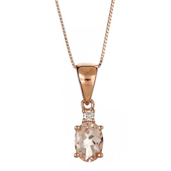 Gin & Grace 14K Rose Gold Real Diamond(I1) Pendant Necklace with
Genuine Morganite