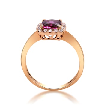 Gin & Grace 14K Rose Gold Real Diamond Ring (I1) with Raspberry
color Natural Rhodolite Garnet