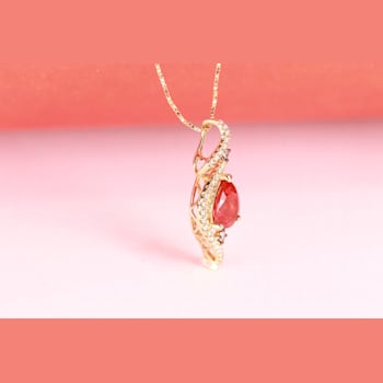 Gin & Grace 14K Yellow Gold Mexican Fire Opal Pendant Necklace with Diamonds
