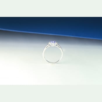 Gin & Grace 14K White Gold Real Diamond Ring (I1) with Genuine Blue Tanzanite