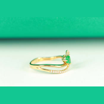 Gin & Grace 14K Yellow Gold Natural Emerald and Diamond Ring