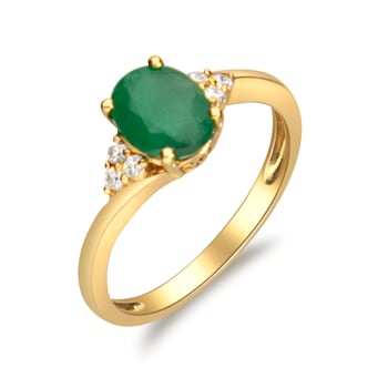 Gin & Grace 10K Yellow Gold Emerald &  Diamond Ring
