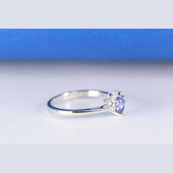 Gin & Grace 14K White Gold Real Diamond Ring (I1) with Genuine Blue Tanzanite