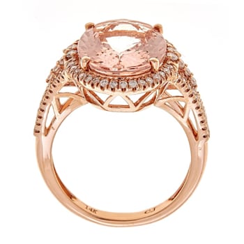 Gin & Grace 14K Rose Gold Real Diamond Big Statement Ring (I1) with
Genuine Morganite