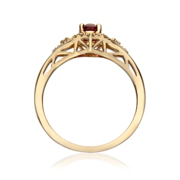 Gin & Grace 10K Yellow Gold Ruby With Diamond Ring