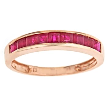 Gin & Grace 14K Rose Gold Ring with Princess Cut Ruby