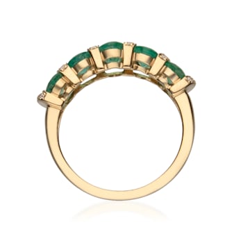 Gin and Grace 14K Yellow Gold Natural Zambian Emerald Ring with Natural Diamonds