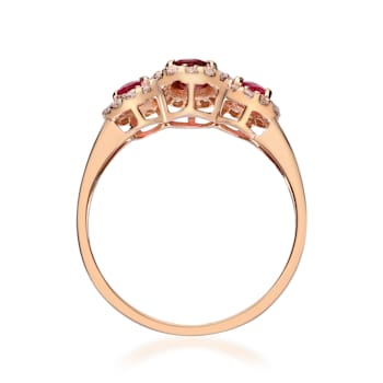 Gin & Grace 10K Rose Gold Real Diamond Ring (I1) with Raspberry
color Natural Rubellite