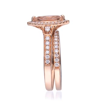 Gin & Grace 14K Rose Gold Real Diamond Ring (I1) with Genuine Morganite