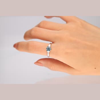Gin & Grace 10K White Gold Blue Sapphire and Diamond Ring (I1)