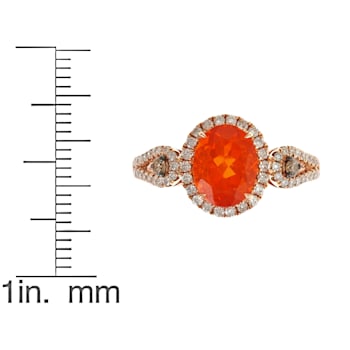 Gin & Grace 14K Yellow Gold Natural Fire Opal with Brown & Real
White Diamond Ring