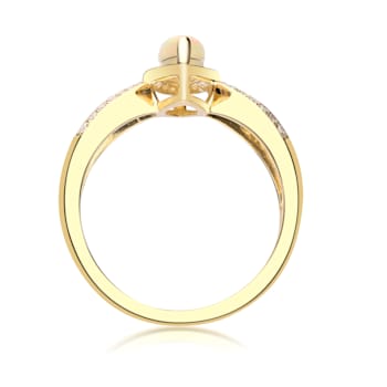 Gin & Grace 10K Yellow Gold Real Diamond Ring (I1) with Natural Opal