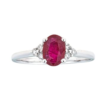 Gin & Grace 10K White Gold Ruby and Diamond Engagement Ring