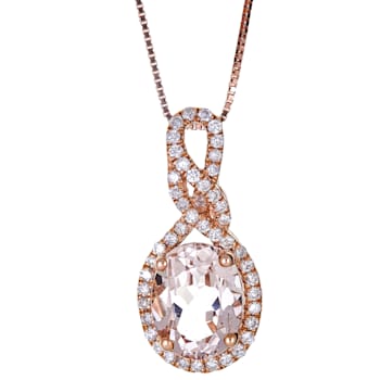 Gin & Grace 14K Rose Gold Real Diamond(I1) Pendant Necklace with
Genuine Morganite