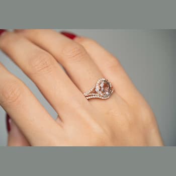 Gin & Grace 14K Rose Gold Natural Morganite With Real Diamond (I1) Ring