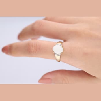 Gin & Grace 10K Yellow Gold Natural Australian Opal & Real
Diamond (I1) Statement Ring