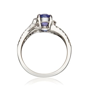 Gin & Grace 14k White Gold Genuine Tanzanite With Natural Diamond
(I1) Statement Ring