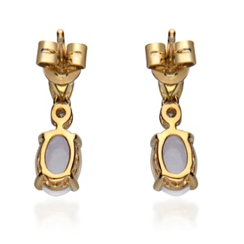Gin & Grace 10K Yellow Gold Real Diamond(I1) Stud Earring with
Natural Opal