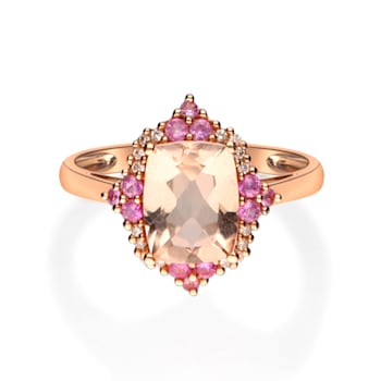 Gin & Grace 14K Rose Gold Diamond Ring (I1) with Genuine Morganite
& Natural Pink Sapphite