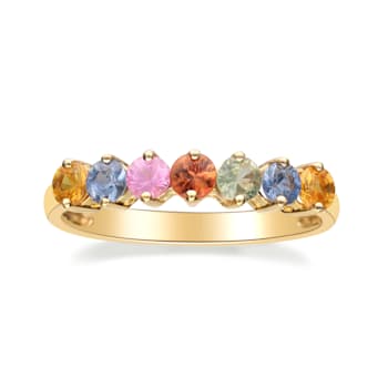 Gin & Grace 14K Yellow Gold Ring (I1) with Natural Multi Sapphire
