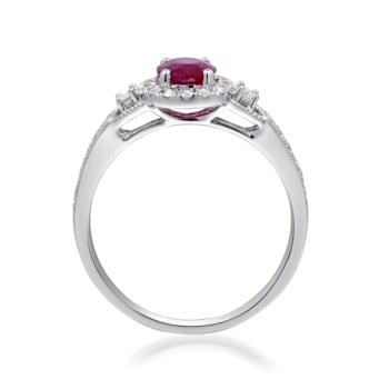 Gin and Grace 14K White Gold Ruby Ring with Diamonds