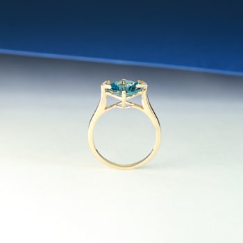 Gin & Grace 14K Yellow Gold Real Diamond Ring (I1) with Genuine
London Blue Topaz