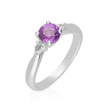 Gin & Grace Platinum 950 Diamond Ring with Purple Sapphire