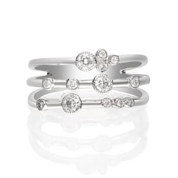 Gin & Grace 18K White Gold Real Diamond Ring (I1)