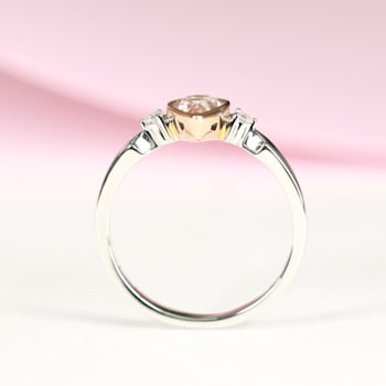 Gin & Grace 14K Two Tone Gold Real Diamond Ring (I1) with Genuine Morganite