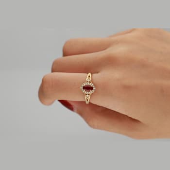 Gin & Grace 10K Yellow Gold Ruby With Diamond Ring